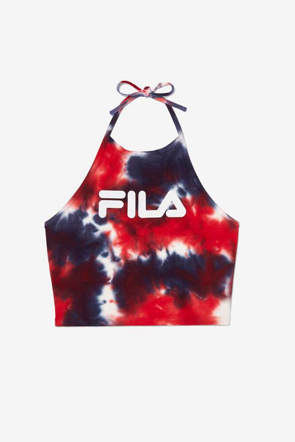 Fila Tielka Damske Námornícka Modrá / Biele - Leah Tie Dye Halter Vypredaj - Slovakia 17624-PJWU